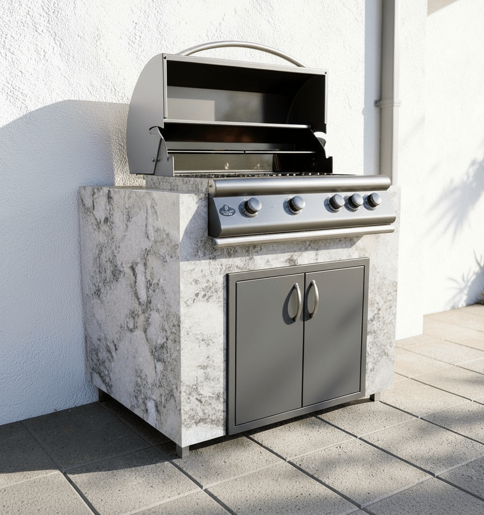 Real Stone Grill Cabinet by Brendan William Designs - Sunzout Outdoor Spaces LLC