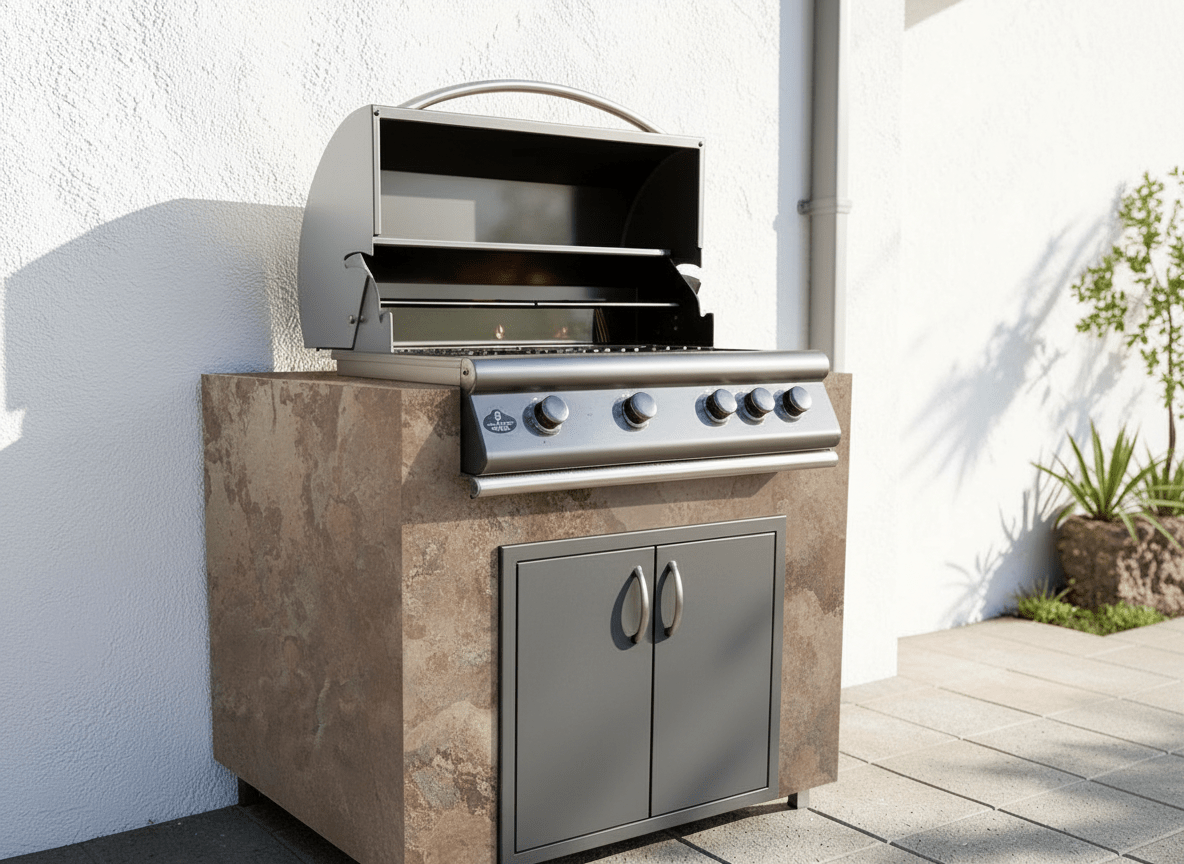 Real Stone Grill Cabinet by Brendan William Designs - Sunzout Outdoor Spaces LLC