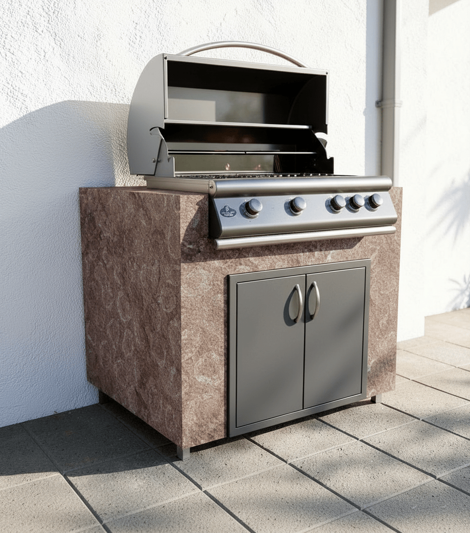 Real Stone Grill Cabinet by Brendan William Designs - Sunzout Outdoor Spaces LLC