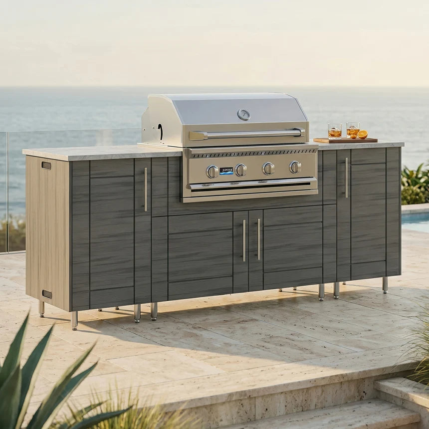 WeatherStrong 86" Sandbar HDPE Outdoor Kitchen Island