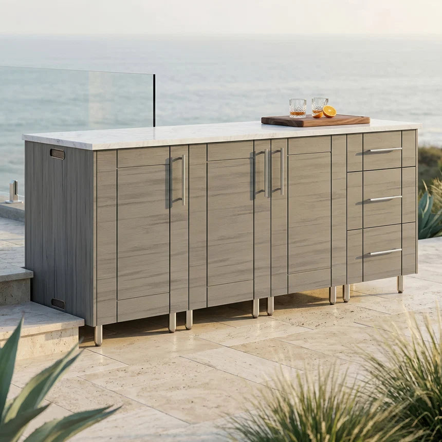 WeatherStrong 74" Lagoon HDPE Outdoor Kitchen Island