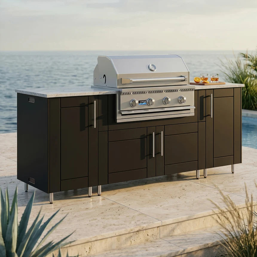 WeatherStrong 86" Sandbar HDPE Outdoor Kitchen Island