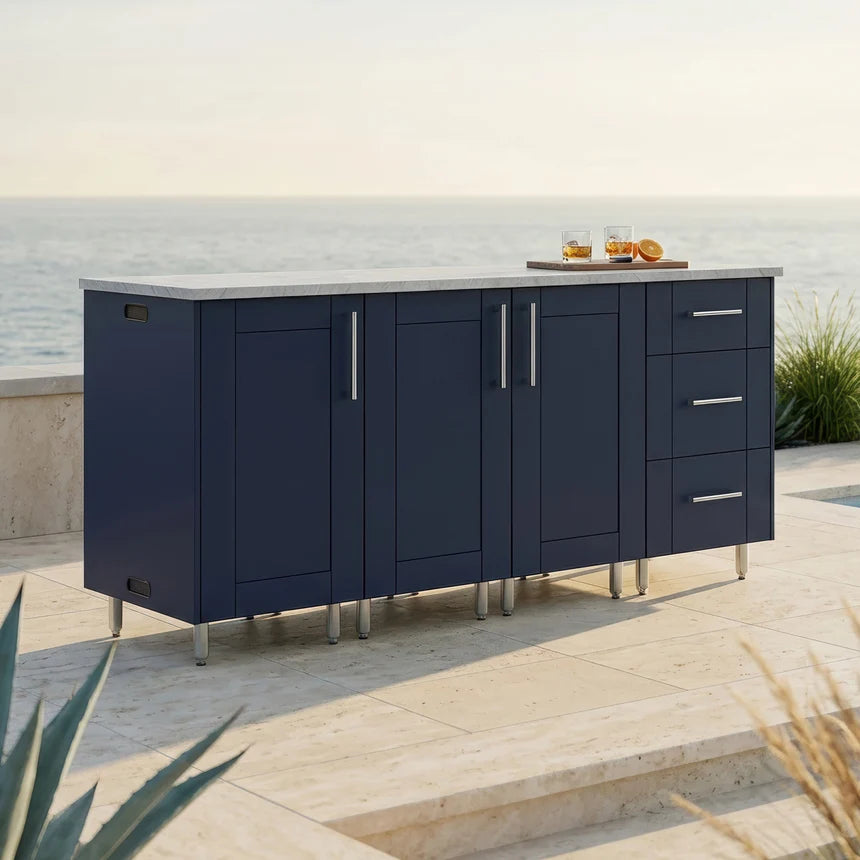 WeatherStrong 74" Lagoon HDPE Outdoor Kitchen Island