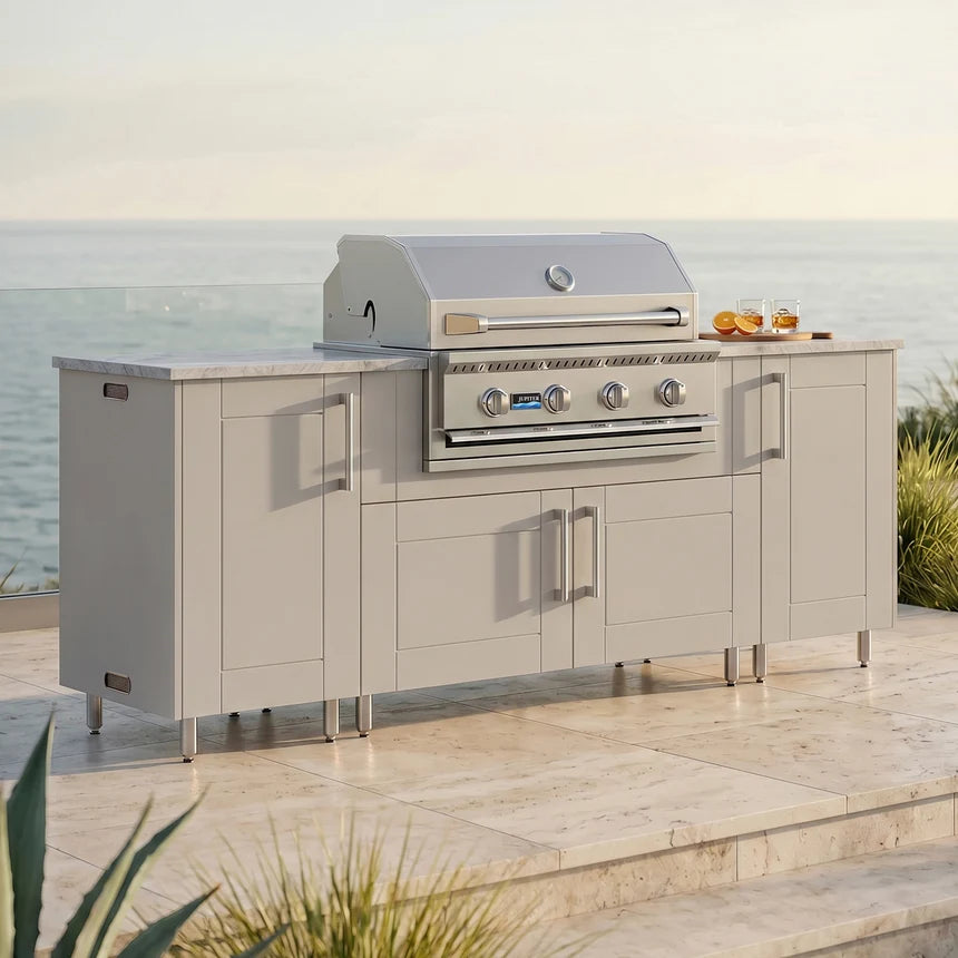 WeatherStrong 86" Sandbar HDPE Outdoor Kitchen Island