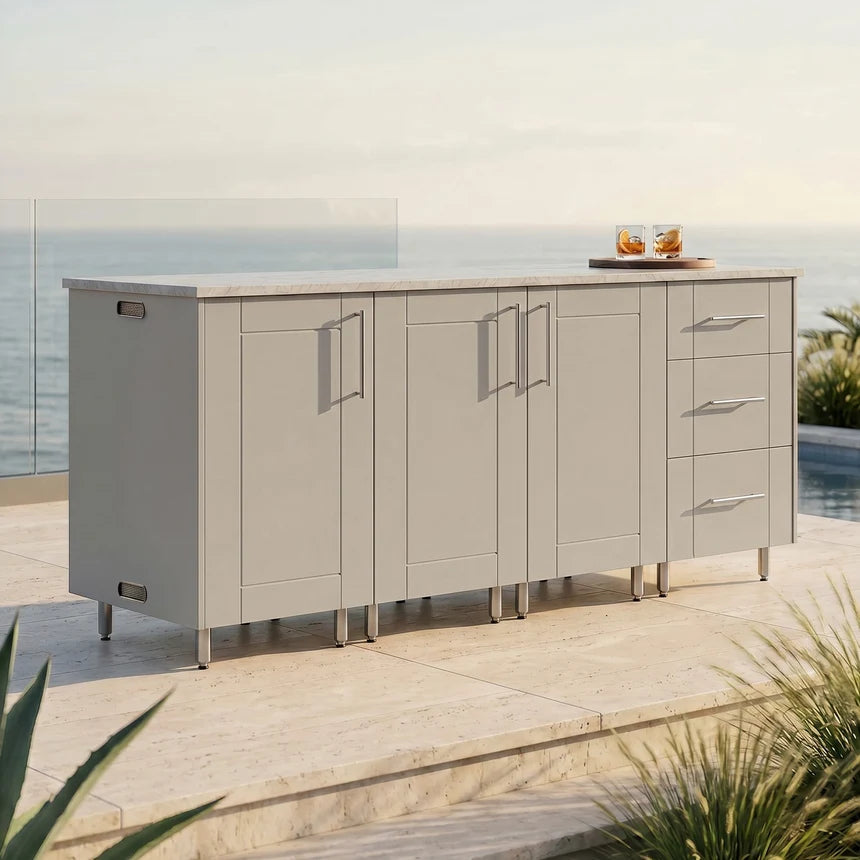 WeatherStrong 74" Lagoon HDPE Outdoor Kitchen Island