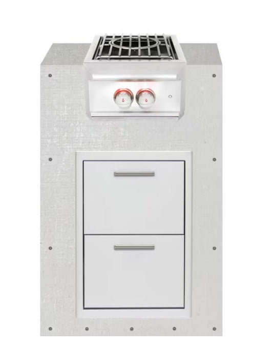 Sideburner Cabinet Real Sand Stone in Teakwood Finish by Brendan William Designs - Sunzout Outdoor Spaces LLC