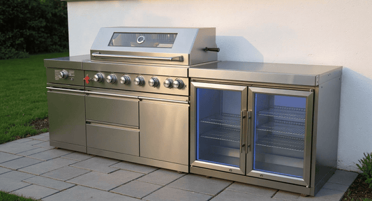 Stainless Steel Modular Outdoor Kitchen with Grill, Side burner, Double Refrigerator, Countertop - Sunzout Outdoor Spaces LLC
