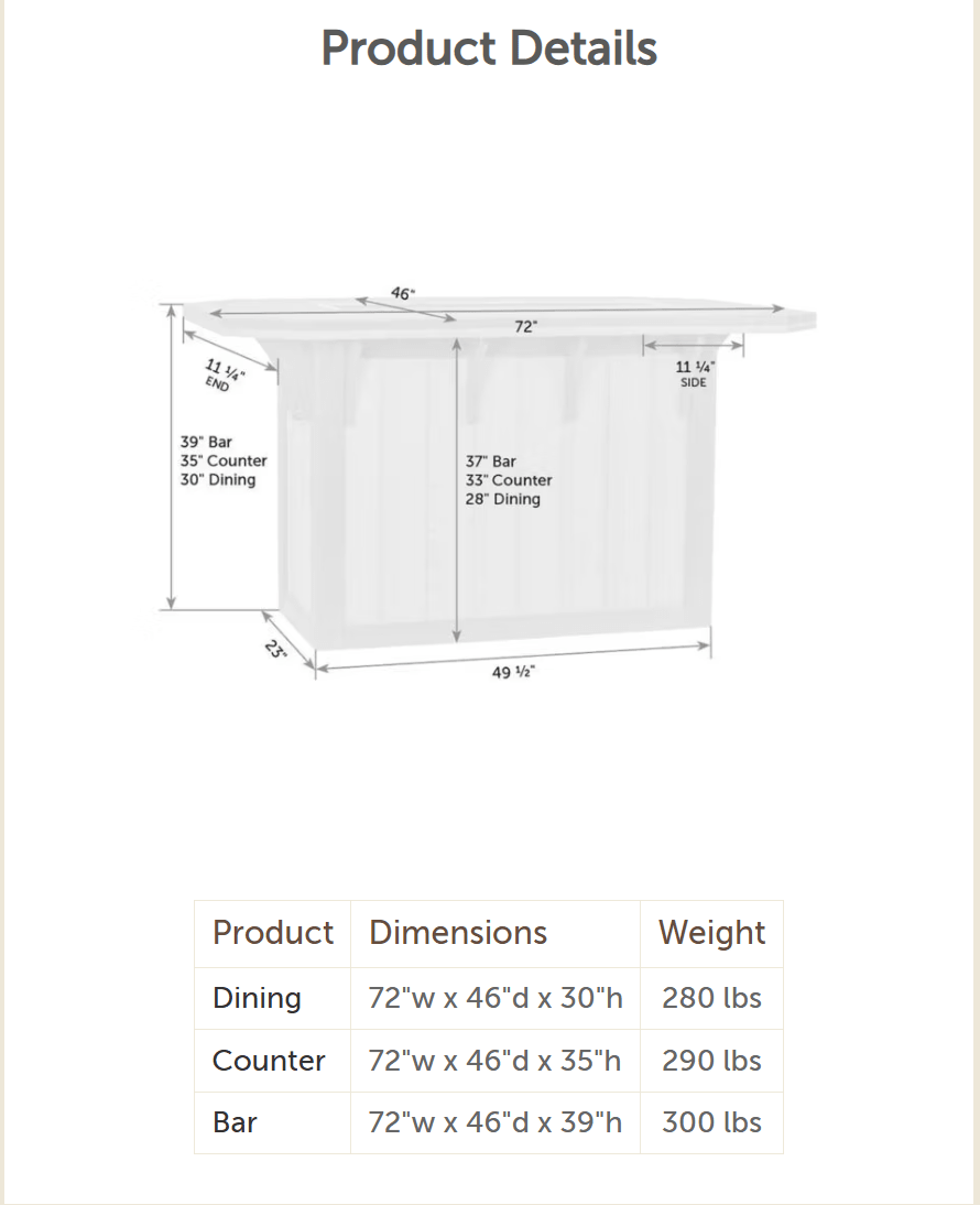 Summerside Ice Table FREE SHIPPING - Sunzout Outdoor Spaces LLC