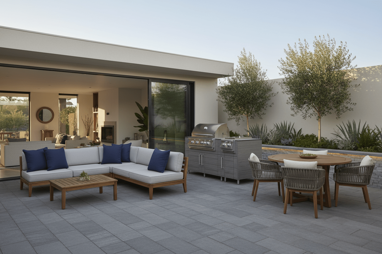 True Flame Grill and Side Burner INCLUDED WITH WeatherStrong 7' Outdoor Kitchen Island - Sunzout Outdoor Spaces LLC