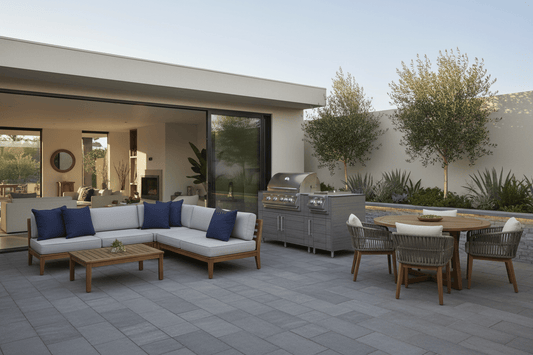 True Flame Grill and Side Burner INCLUDED WITH WeatherStrong 7' Outdoor Kitchen Island - Sunzout Outdoor Spaces LLC