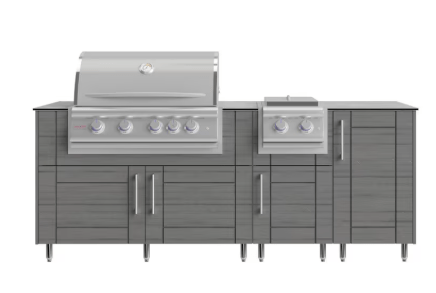 True Flame Grill and Side Burner Set w/ WeatherStrong 7' Outdoor Kitchen Island - Sunzout Outdoor Spaces LLC