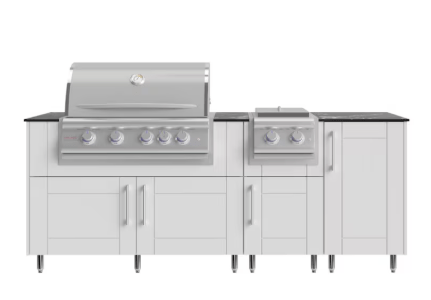True Flame Grill and Side Burner Set w/ WeatherStrong 7' Outdoor Kitchen Island - Sunzout Outdoor Spaces LLC