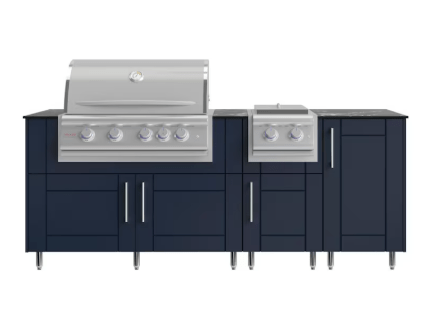 True Flame Grill and Side Burner Set w/ WeatherStrong 7' Outdoor Kitchen Island - Sunzout Outdoor Spaces LLC