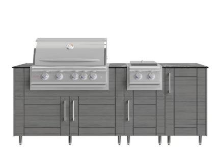 True Flame Grill and Side Burner Set w/ WeatherStrong 7' Outdoor Kitchen Island - Sunzout Outdoor Spaces LLC