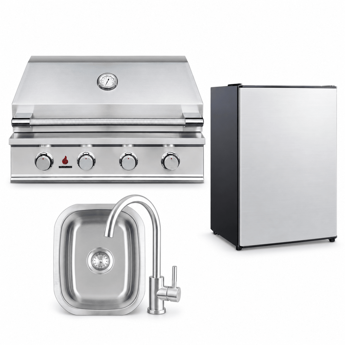 TrueFlame E-Series Gather & Grill Package – 32" Grill, 22" Refrigerator & Drop-In Sink - Sunzout Outdoor Spaces LLC