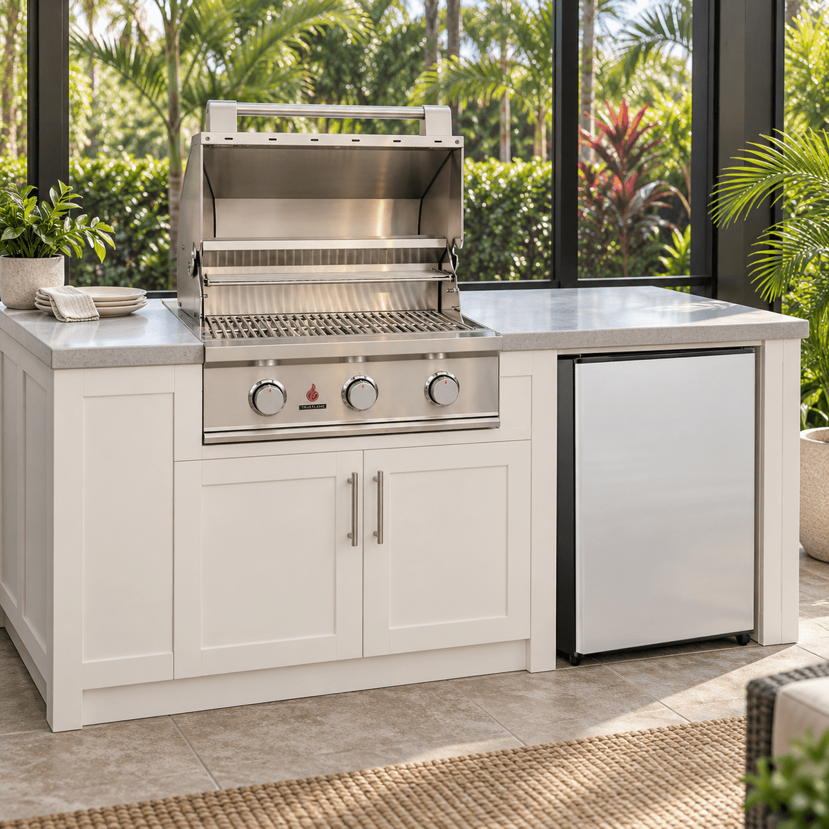 TrueFlame E-Series Starter Package – 25" Grill & 22" Compact Refrigerator - Sunzout Outdoor Spaces LLC
