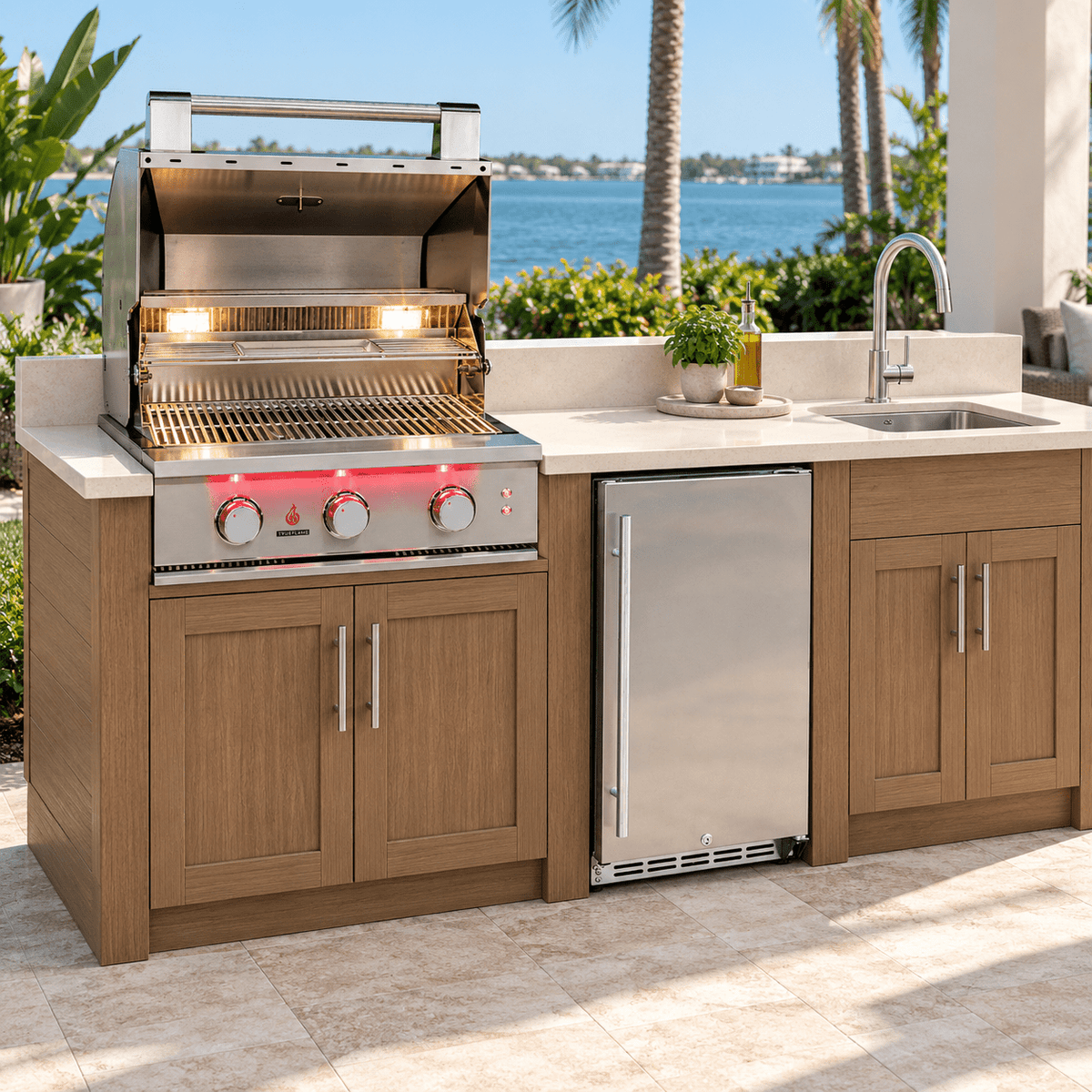 TrueFlame Everyday Entertaining Package – 25" Grill, Refrigerator & Sink - Sunzout Outdoor Spaces LLC