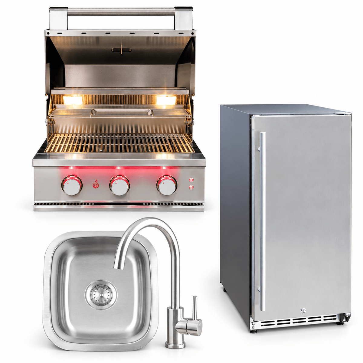 TrueFlame Everyday Entertaining Package – 25" Grill, Refrigerator & Sink - Sunzout Outdoor Spaces LLC