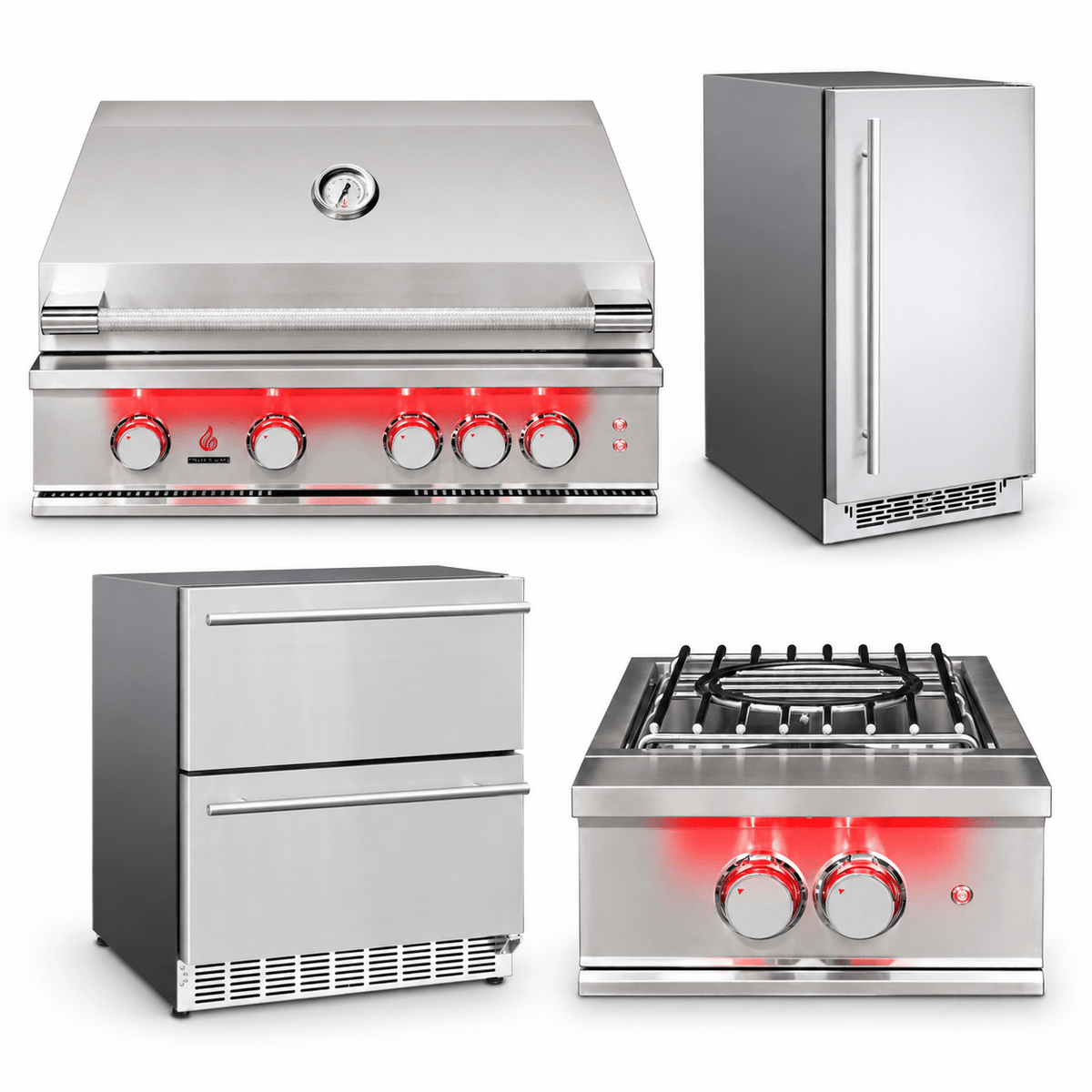 TrueFlame Nugget Ice Entertainer Package – 40" Grill, Ice Maker, Drawer Refrigerator & Power Burner - Sunzout Outdoor Spaces LLC