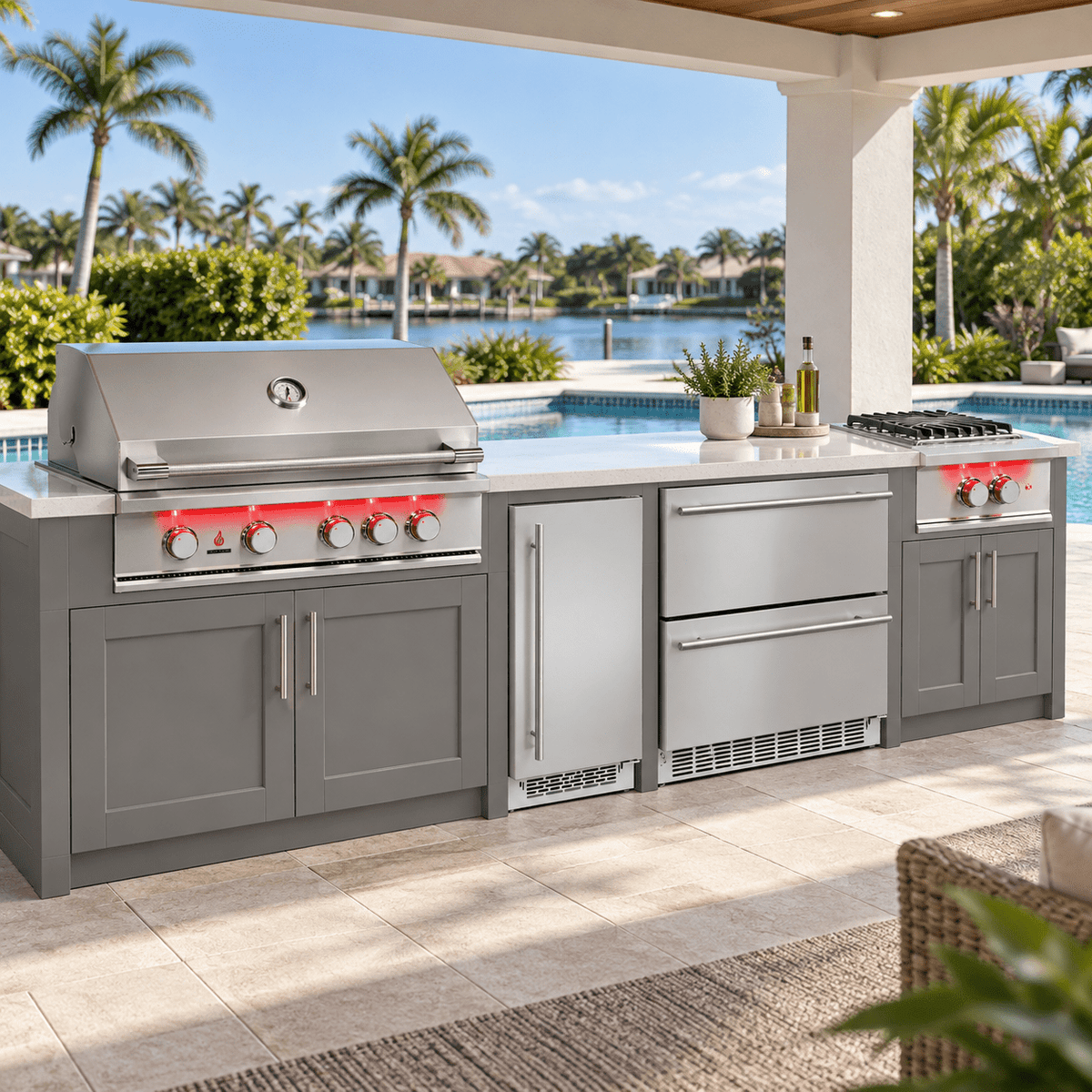 TrueFlame Nugget Ice Entertainer Package – 40" Grill, Ice Maker, Drawer Refrigerator & Power Burner - Sunzout Outdoor Spaces LLC