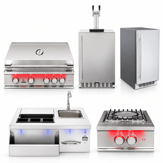 TrueFlame Ultimate Outdoor Bar & Grill Package – 40" Grill, Double-Tap Kegerator, Ice Maker, Prep Station & Power Burner - Sunzout Outdoor Spaces LLC