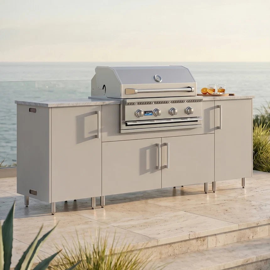 WeatherStrong 86" Sandbar HDPE Outdoor Kitchen Island - Sunzout Outdoor Spaces LLC