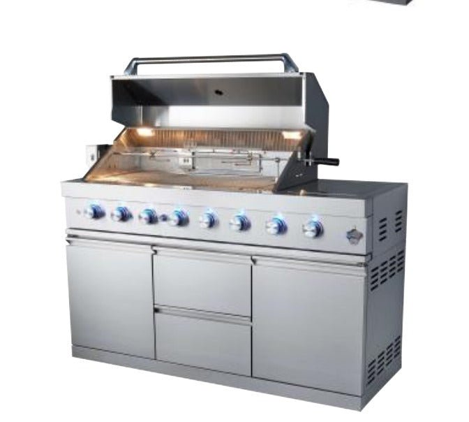 100.5 inch Stainless Steel Outdoor Kitchen with Grill, Rotisserie, Double Refrigerator, Modern Sink and Granite Countertop - Sunzout Outdoor Spaces LLC