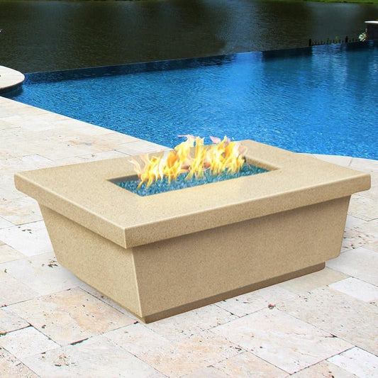 American Fyre Designs Contempo 52-Inch Rectangular Propane Gas Firetable - Cafe Blanco - 7... - Sunzout Outdoor Spaces LLC