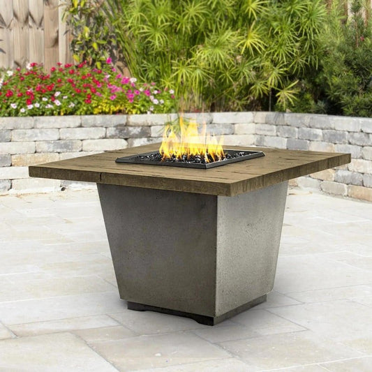 American Fyre Designs Cosmopolitan 36-Inch French Barrel Oak Propane Gas Square Firetable -... - Sunzout Outdoor Spaces LLC