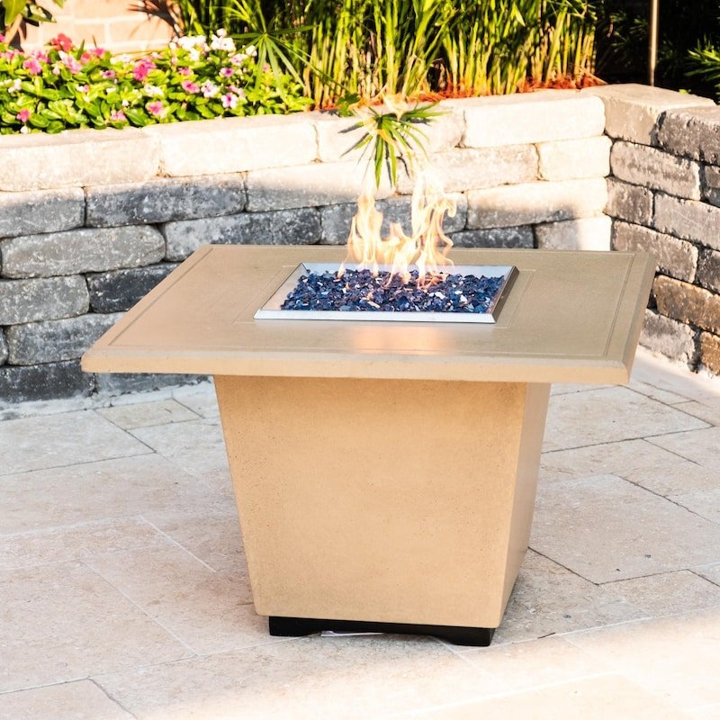 American Fyre Designs Cosmopolitan 36-Inch Square Natural Gas Firetable - Cafe Blanco - 64... - Sunzout Outdoor Spaces LLC