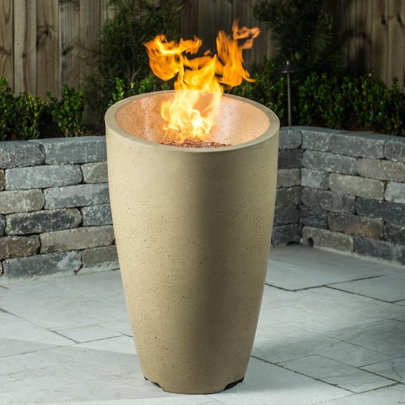 American Fyre Designs Eclipse 23-Inch Propane Gas Fire Urn - Cafe Blanco - 520-CB-11-M2PC - Sunzout Outdoor Spaces LLC