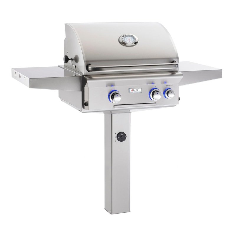 American Outdoor Grill L-Series 24-Inch 2-Burner Natural Gas Grill On In-Ground Post With Rotisserie... - Sunzout Outdoor Spaces LLC