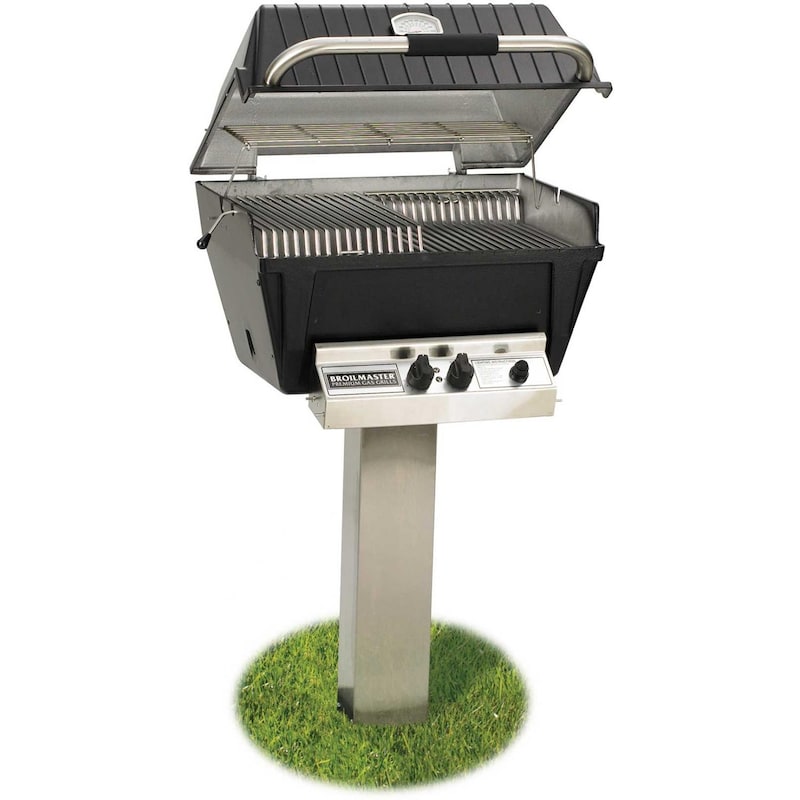 Broilmaster P4-XFN Premium Natural Gas Grill On Black In-Ground Post - Sunzout Outdoor Spaces LLC