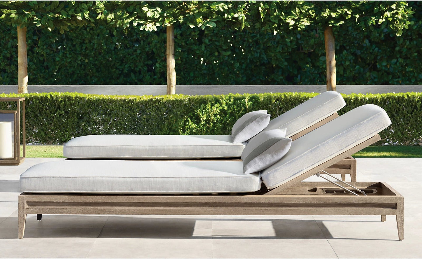 CanCun Collection-Outdoor Premium Teak Wood Sun Lounger Criss Cross Design - Sunzout Outdoor Spaces LLC