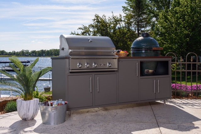Challenger Designs Coastal 83" Outdoor Kitchen Package with Delta Heat 32" Grill and Large Egg Base - Sunzout Outdoor Spaces LLC