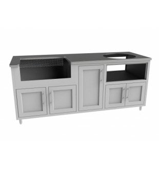 Challenger Designs White Coastal Outdoor Kitchen with (Optional) Delta Heat 32" Grill and Large Egg Base - Sunzout Outdoor Spaces LLC