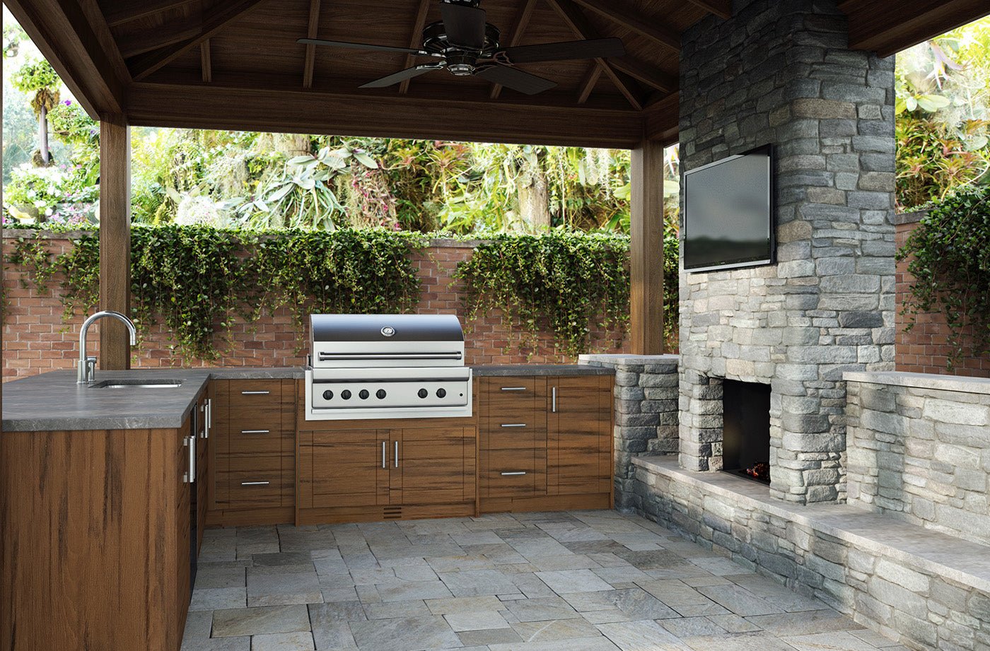 Composite L Shaped Outdoor Kitchen Pre Assembled Cabinet Set