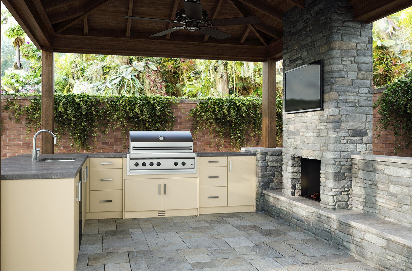 Composite L-Shaped Outdoor Kitchen Pre- Assembled Cabinet Set - Sunzout Outdoor Spaces LLC