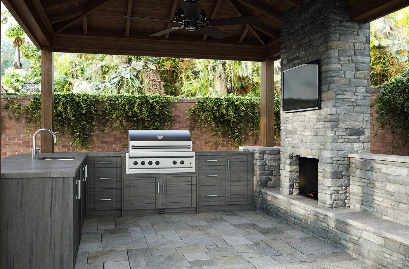 Composite L-Shaped Outdoor Kitchen Pre- Assembled Cabinet Set - Sunzout Outdoor Spaces LLC