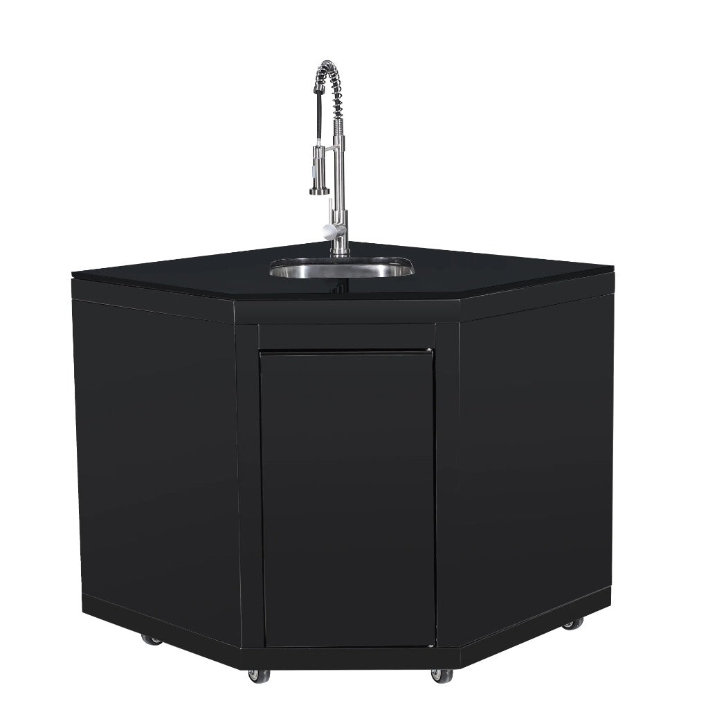 Corner Outdoor Black Stainless Steel Modular Sink Cabinet, Combine to build your own Outdoor Kitchen - Sunzout Outdoor Spaces LLC