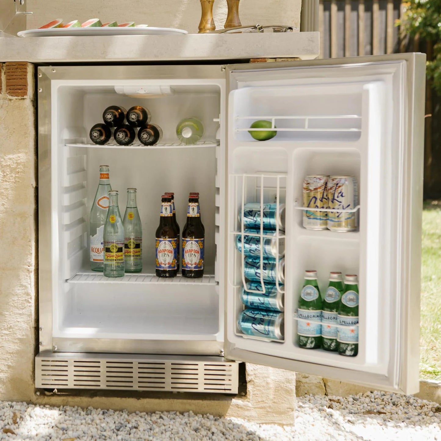 Coyote 21-Inch 4.1 Cu. Ft. Hinge Outdoor Rated Compact Refrigerator - Sunzout Outdoor Spaces LLC