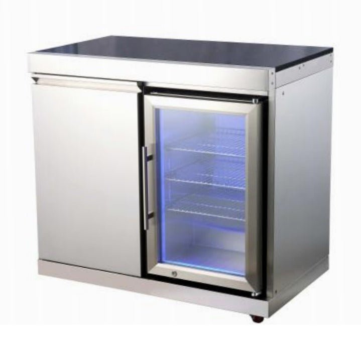 Designer Stainless Steel Modular Outdoor Kitchen in various size includes 7 Burner Grill and Refrigerator or Wine Fridge - Sunzout Outdoor Spaces LLC