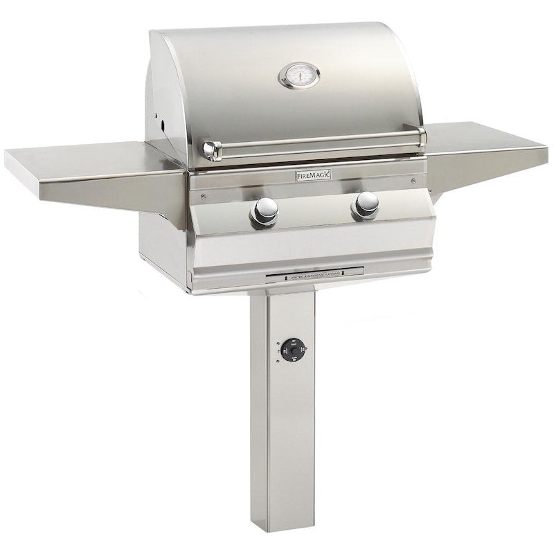 Fire Magic Choice C430S 24-Inch Propane Gas Grill With Analog Thermometer On In-Ground Post... - Sunzout Outdoor Spaces LLC
