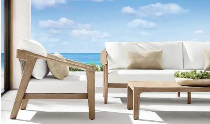 Miramar Teak Collection Outdoor All Weather Sofa Set-Teak in Natural or Weathered Teak - Sunzout Outdoor Spaces LLC