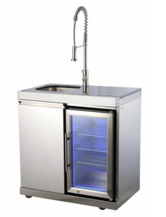 Modular Sink and Refrigerator Combination Cabinet with Countertop - Sunzout Outdoor Spaces LLC