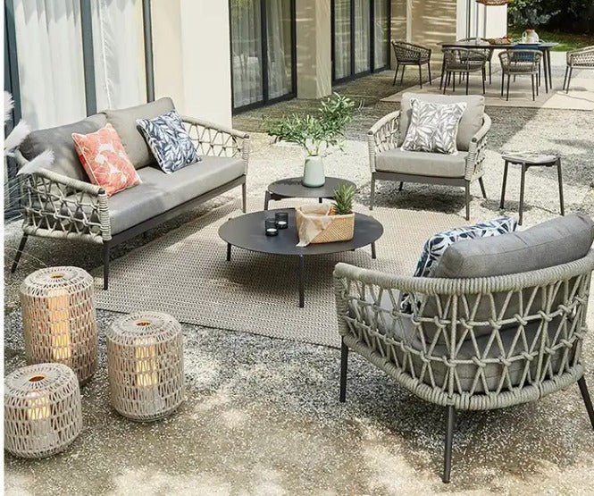 Outdoor All-Weather Sofa Set- Fishnet Rope Design - Sunzout Outdoor Spaces LLC