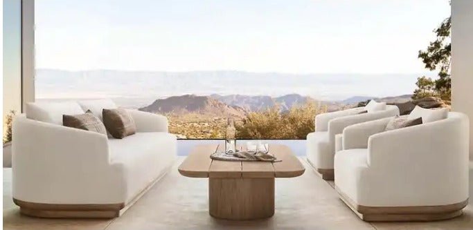 Outdoor Fully Upholstered Teak Sofa Set - Winter Park Collection - Sunzout Outdoor Spaces LLC