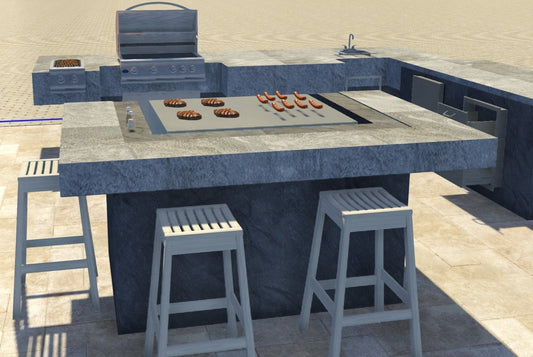 Outdoor Hibachi Table, In DreamCrete Roman Style Finish. 35 Colors and Finishes Available. Custom Sizes. Grill Sold Separately - Sunzout Outdoor Spaces LLC