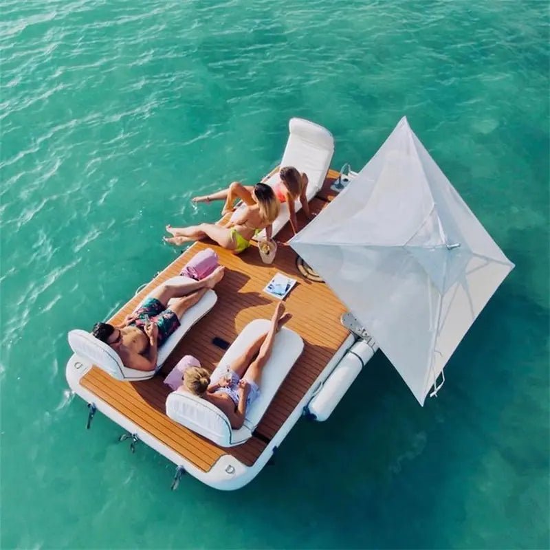 Outdoor Inflatable Island, Floating Raft or Jet Ski Dock with Ladder - Sunzout Outdoor Spaces LLC