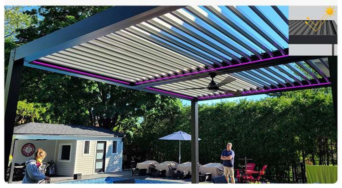 Outdoor Louvered Motorized Roof System Bioclimatic Pergola-Aluminum - Sunzout Outdoor Spaces LLC